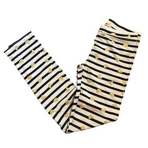 J.Crew Crewcuts|Kids Gold heart and Black Striped Leggings-Size 12